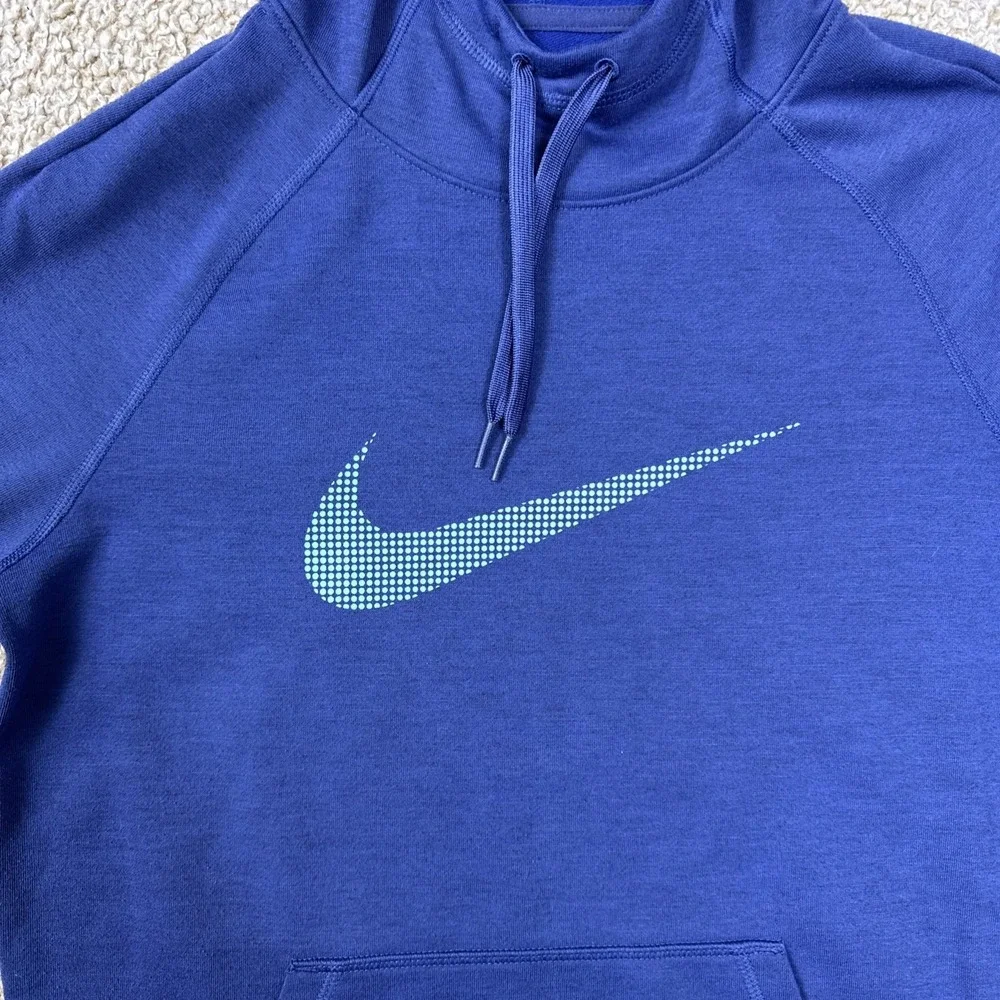 Nike Dri-FIT Hooded Pullover Hoodie Blue Men's S Lightweight L/S Check Logo